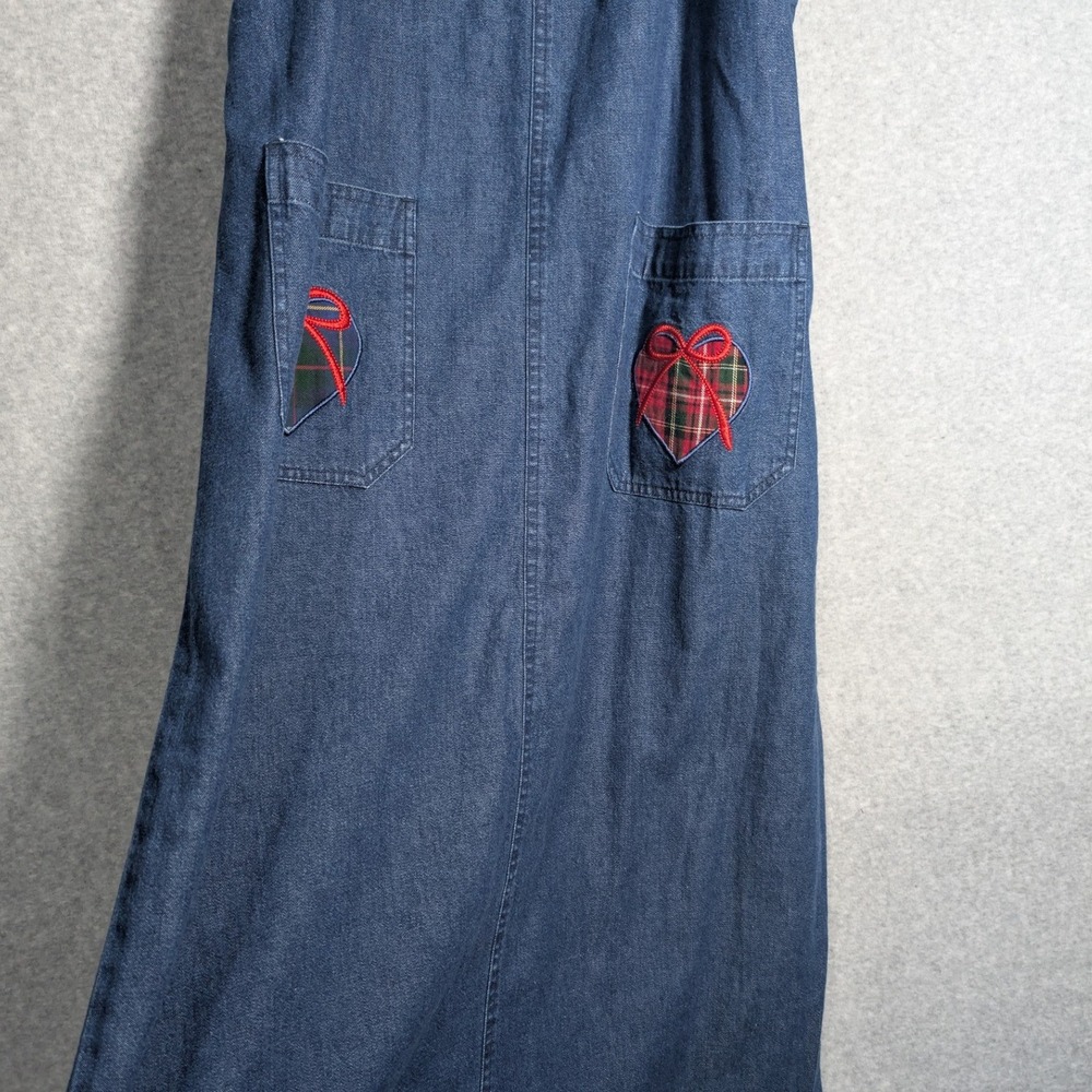 Westbound Pinafore Jumper Dress Medium Christmas Plaid Denim Holiday Festive - Picture 5 of 15